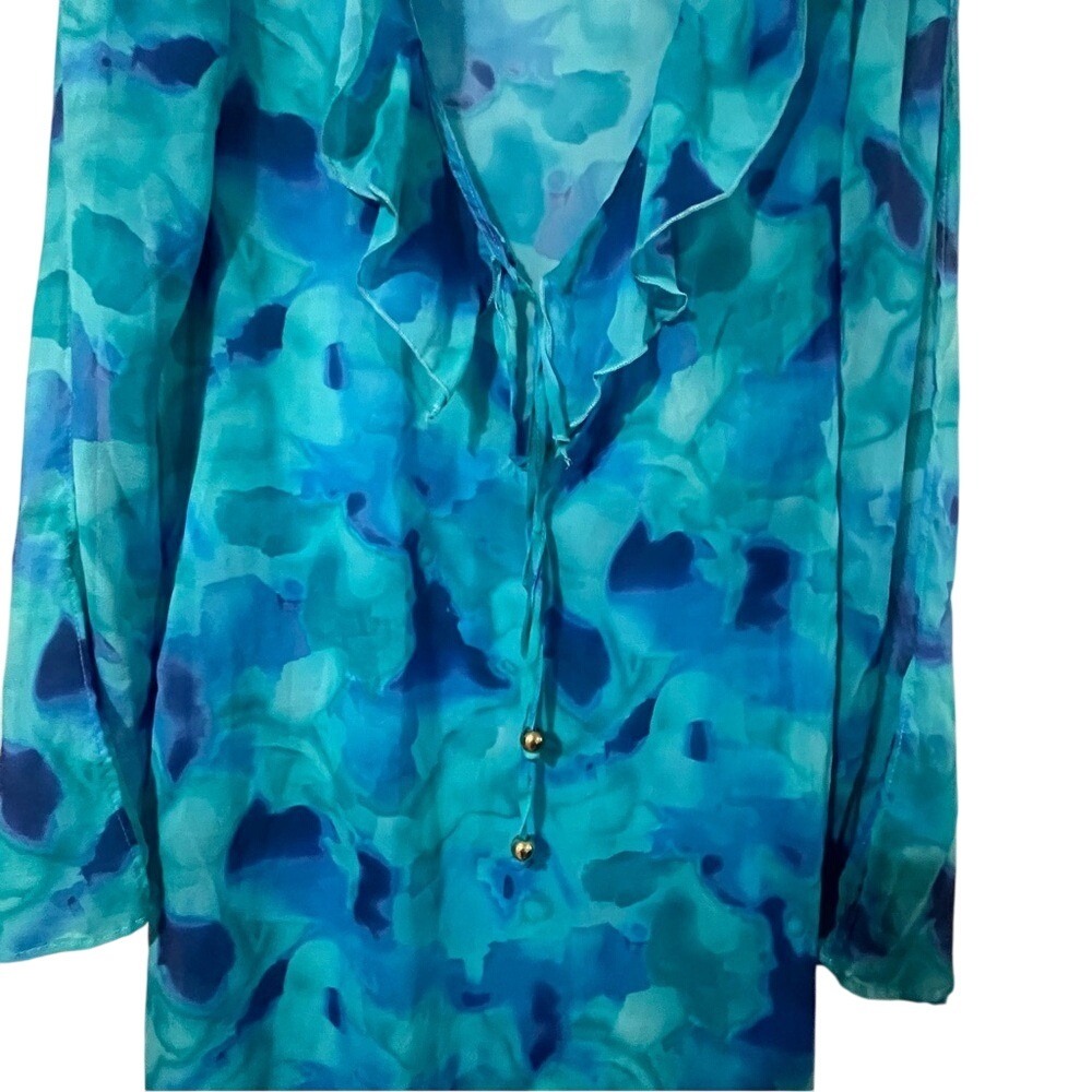 St John Blue Green Silk XS Women's Coverup